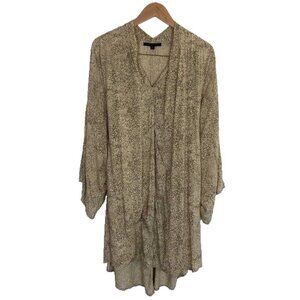 Blaque Label Kimono Women’s Midi Dress Size M Brown Animal Print Tunic Lounge